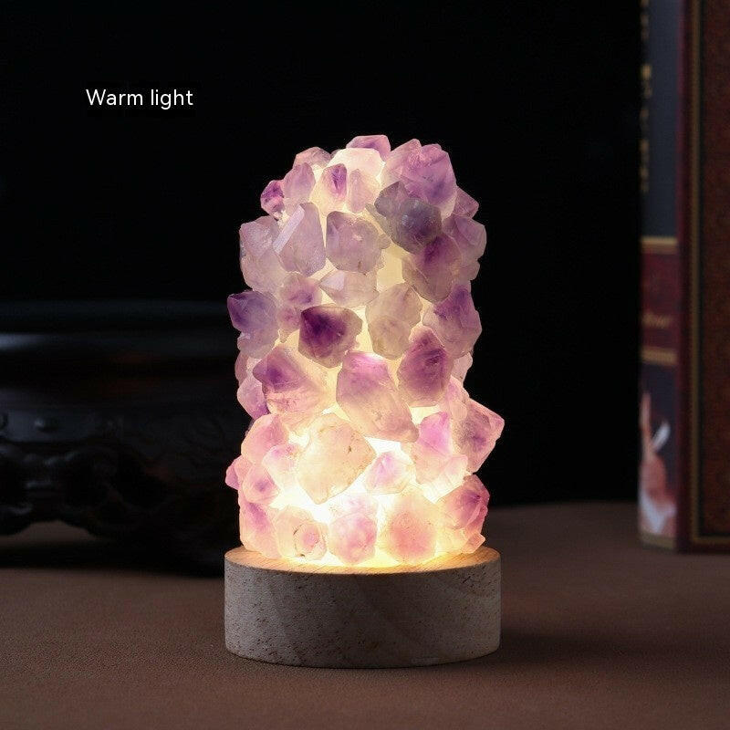 Natural Amethyst Tooth Flower Mini Night Light | KCL.